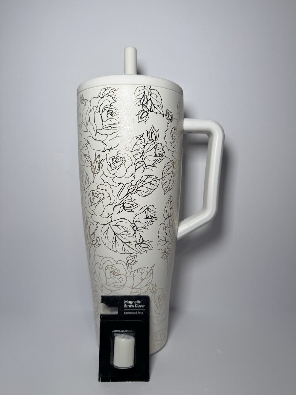 BruMate ENCHANTED ROSE White Gold Metallic 40oz Era Tumbler BNWT + Straw Cover